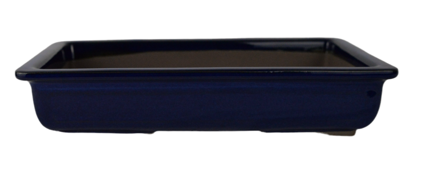 Pot rectangulaire 27.5x19x5.5 cm bleu japonais
