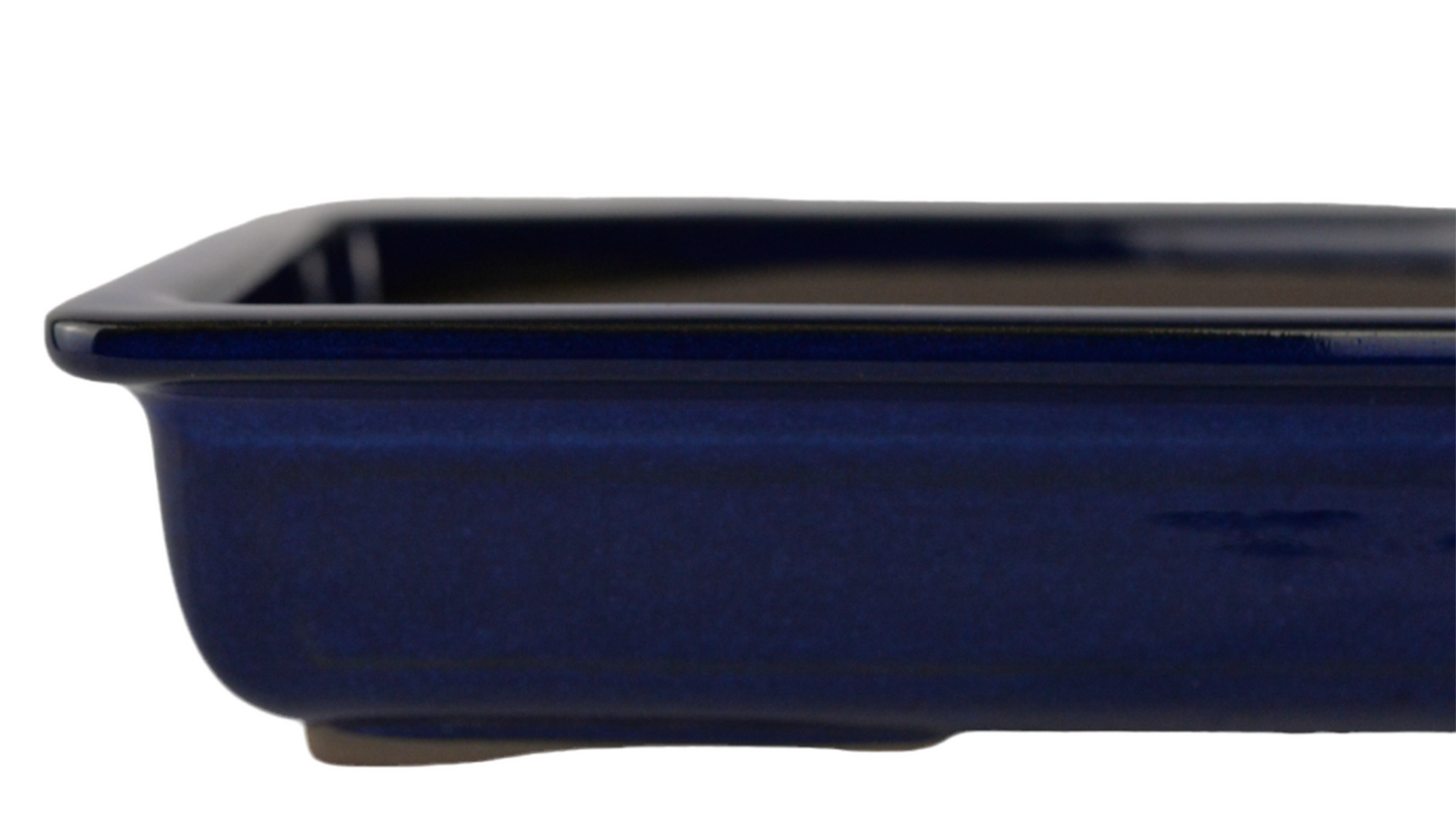 Pot rectangulaire 27.5x19x5.5 cm bleu japonais