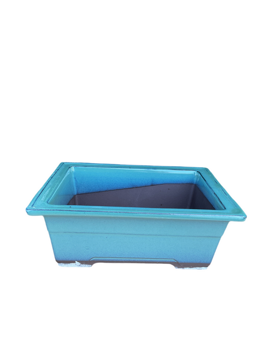 Pot rectangulaire bleu vert