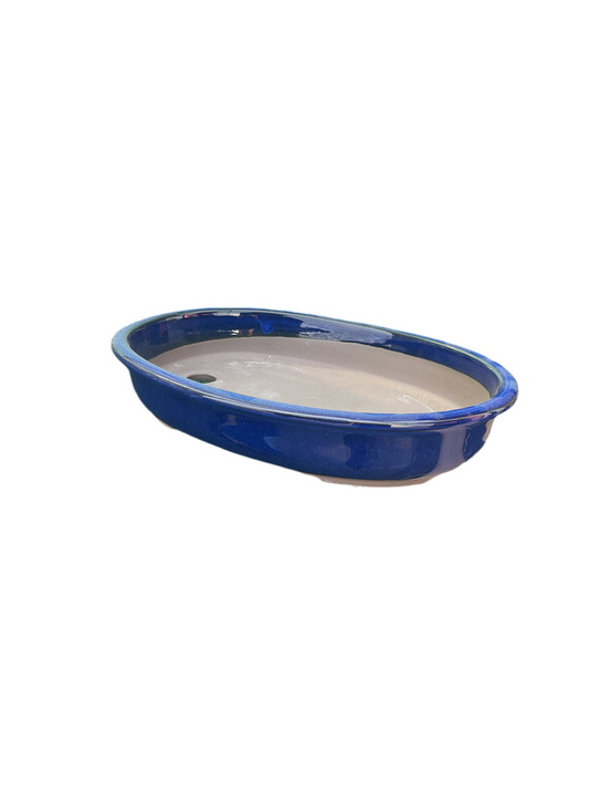 Pot ovale bleu 28.5cm