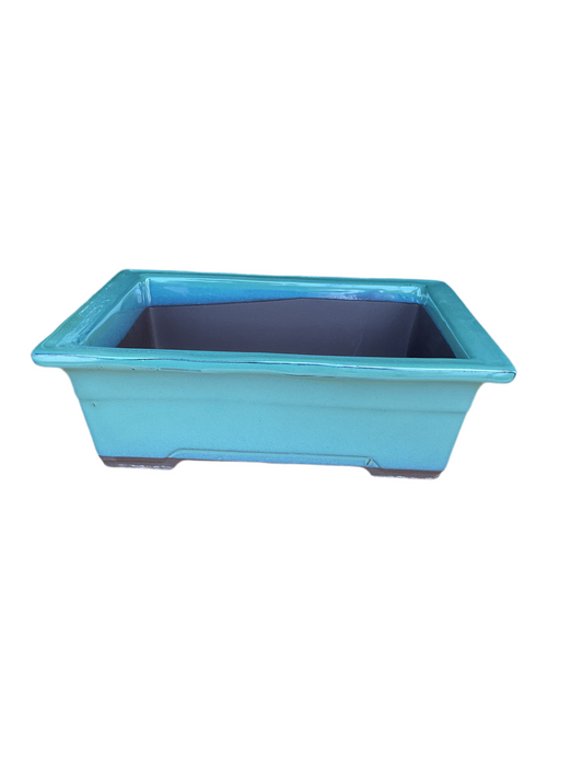Pot rectangulaire bleu vert