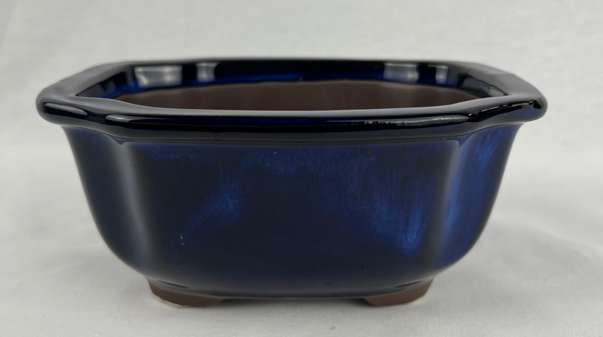 Pot ovale 16.5x14x7 cm bleu